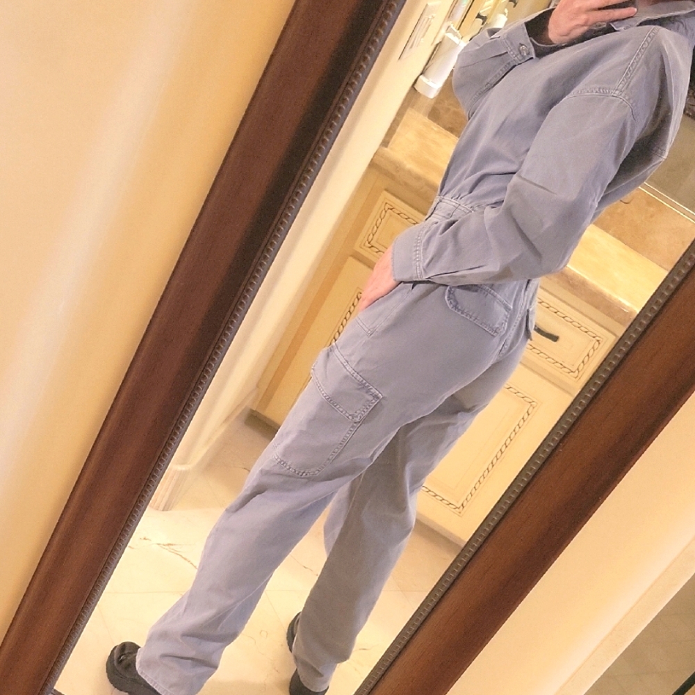 Zara 100% Cotton Gray Utility Jumpsuit with Relaxed Fit, XS - Picture 6 of 16